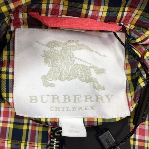 BURBERRY Brenty Check Hooded Jacket  Bright Coral Pink Girl's Size 8Y - Picture 9 of 12